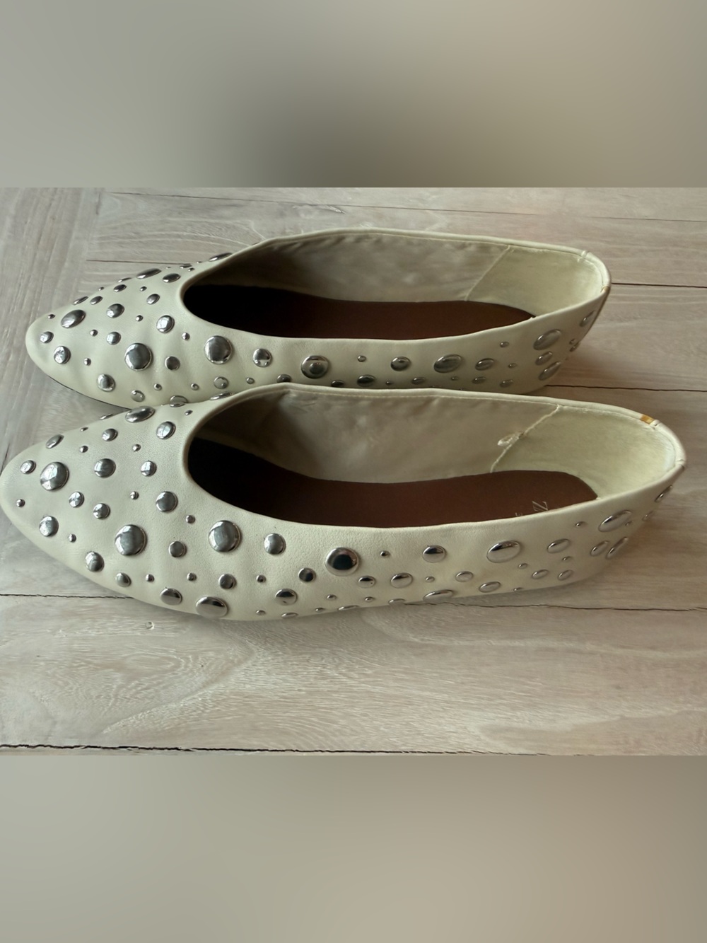 Zara Studded Ivory Ballet Flats - Picture 5 of 5